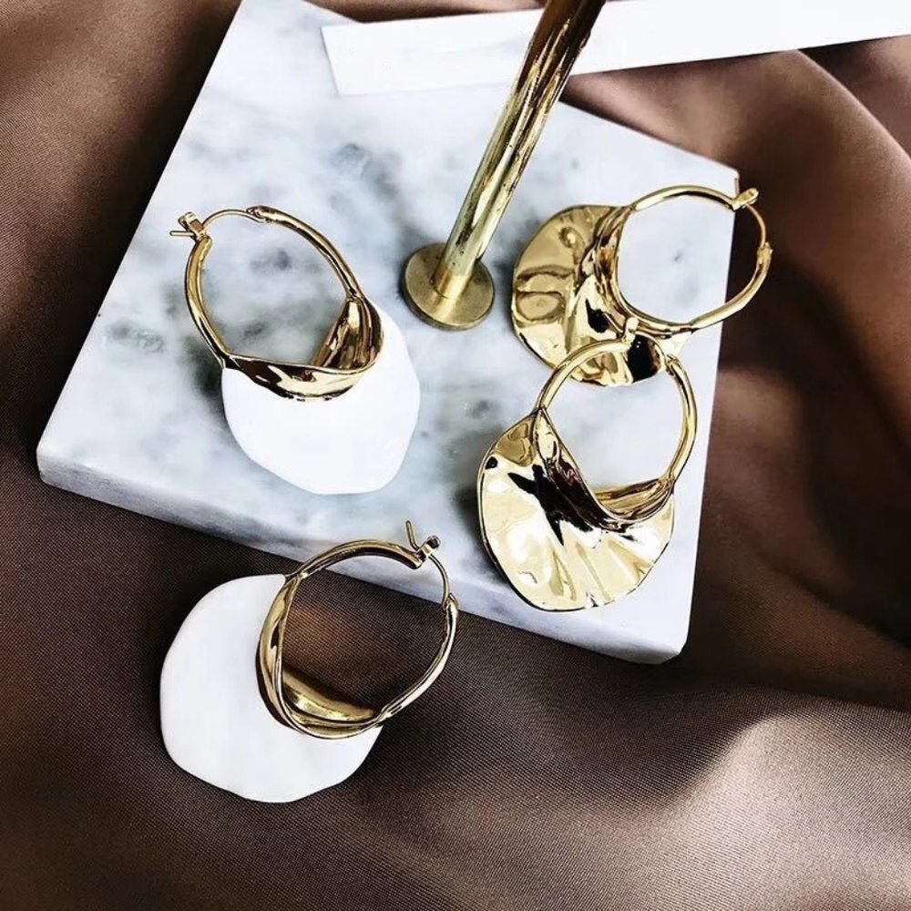 Irregular Metal Basket Large Hoop Earrings